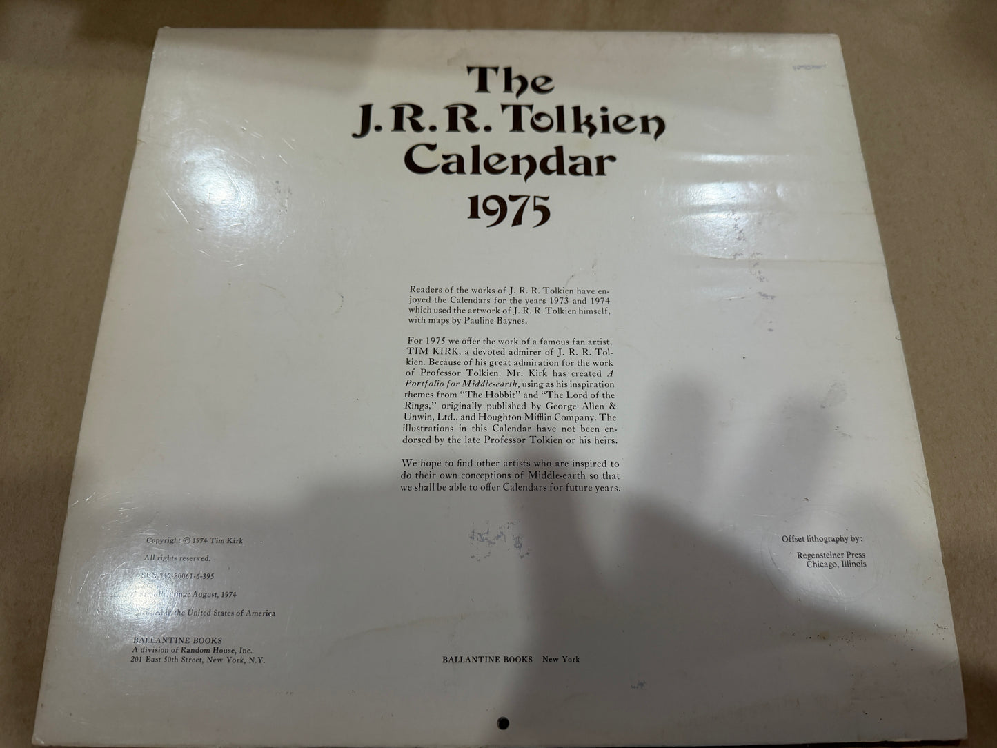 1975 J.R.R. Tolkien calendar