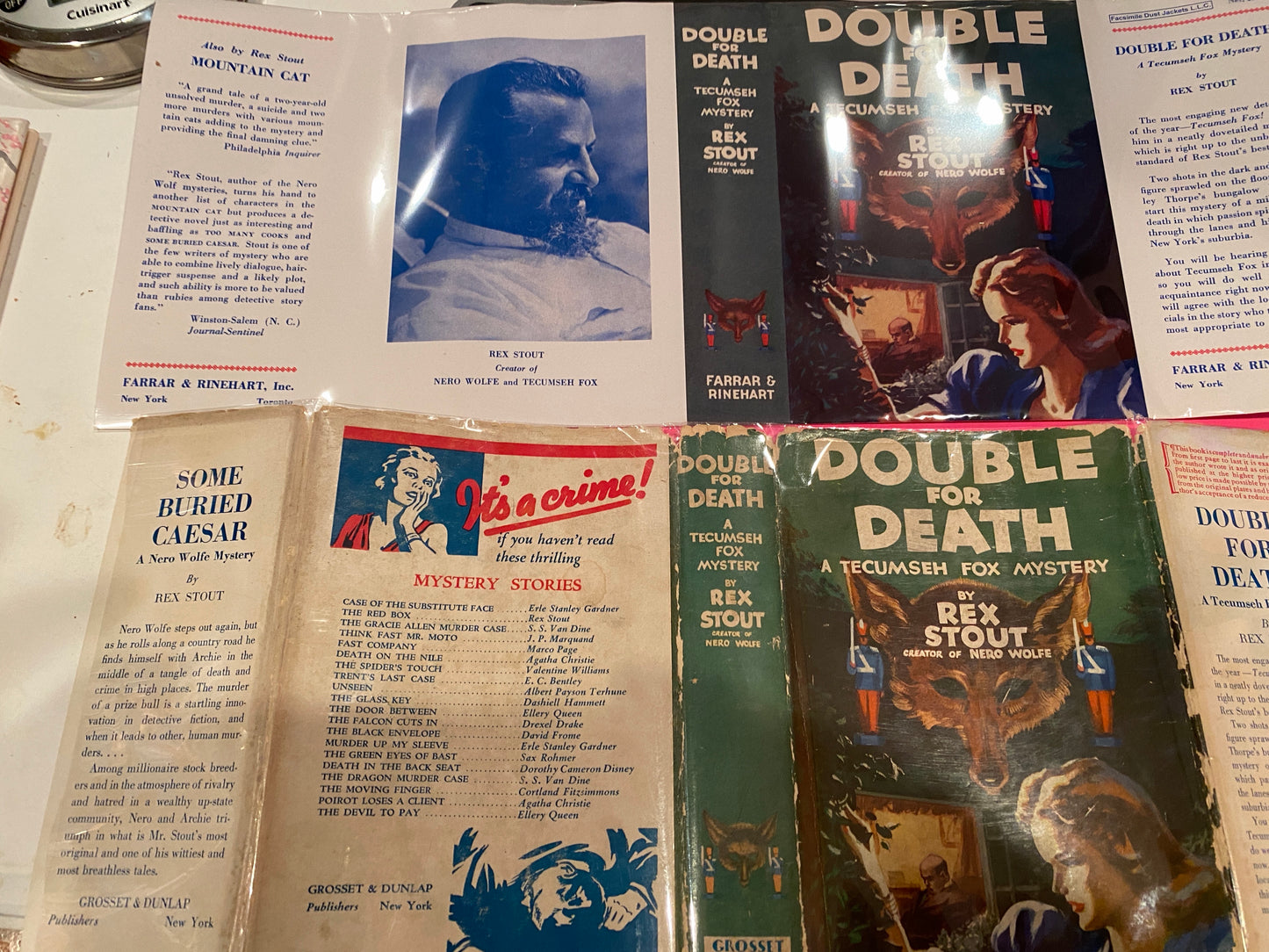 DOUBLE FOR DEATH by Rex Stout 1st ed 2DJs