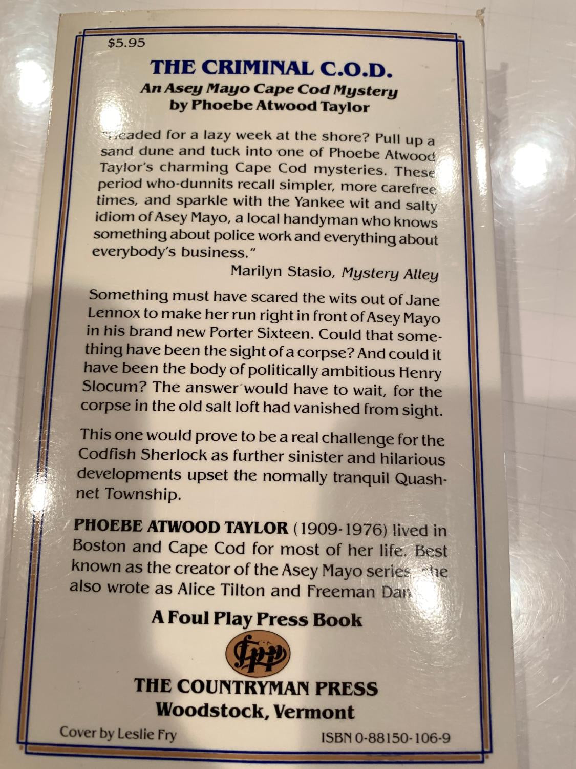 THE CRIMINAL C.O.D. by Phoebe Atwood Taylor