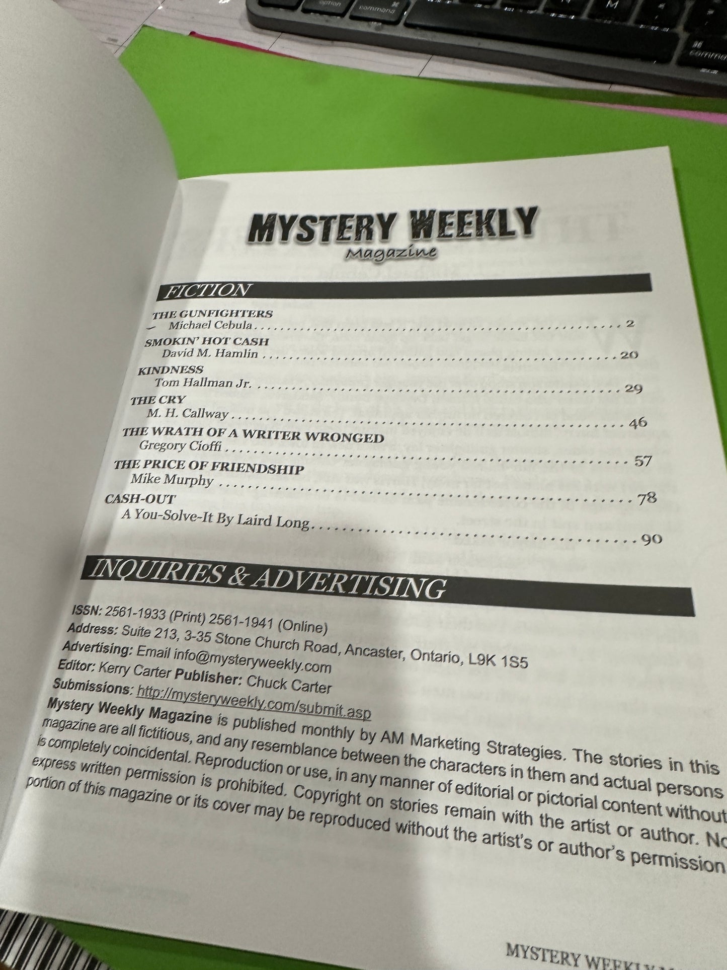 Mystery Weekly magazine September 2018