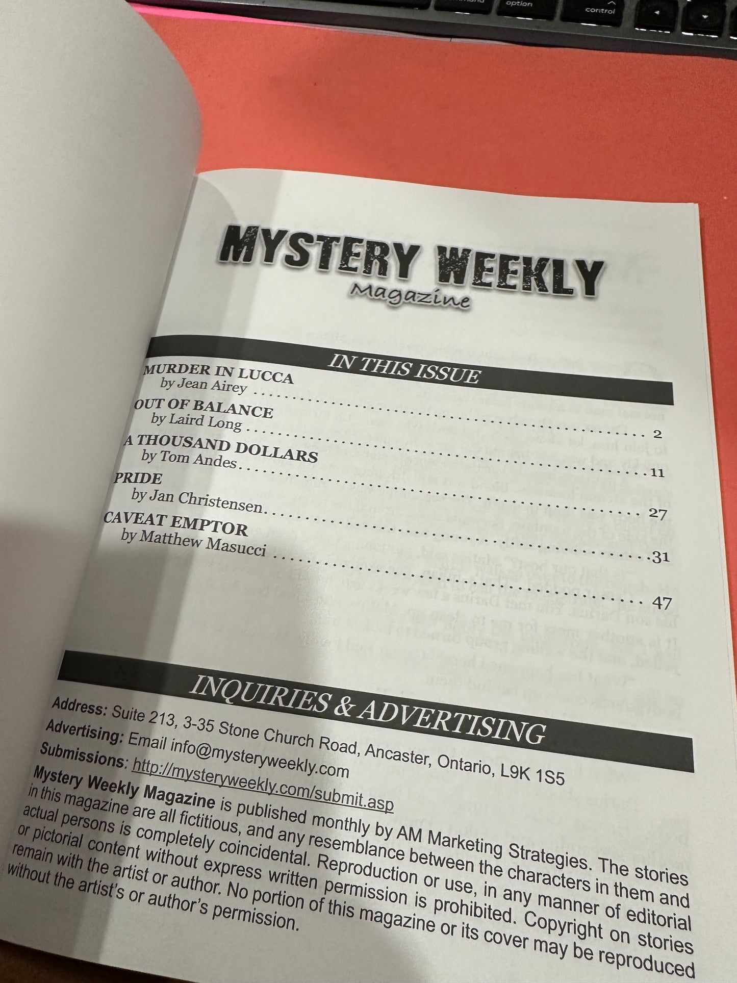 Mystery Weekly magazine May 2018