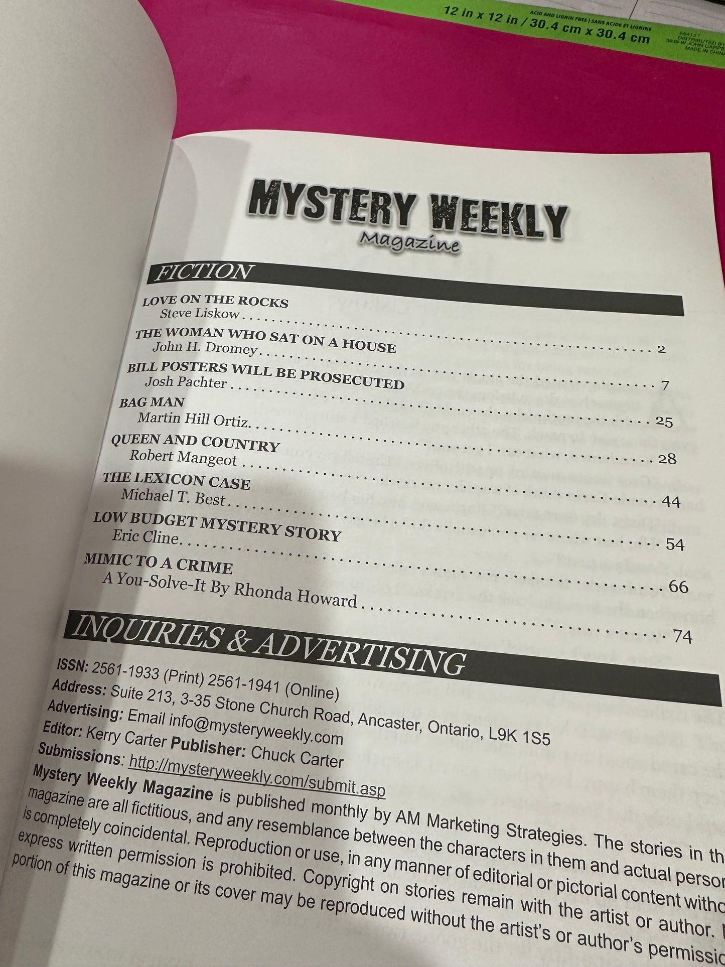 Mystery Weekly magazine MARCH 2018