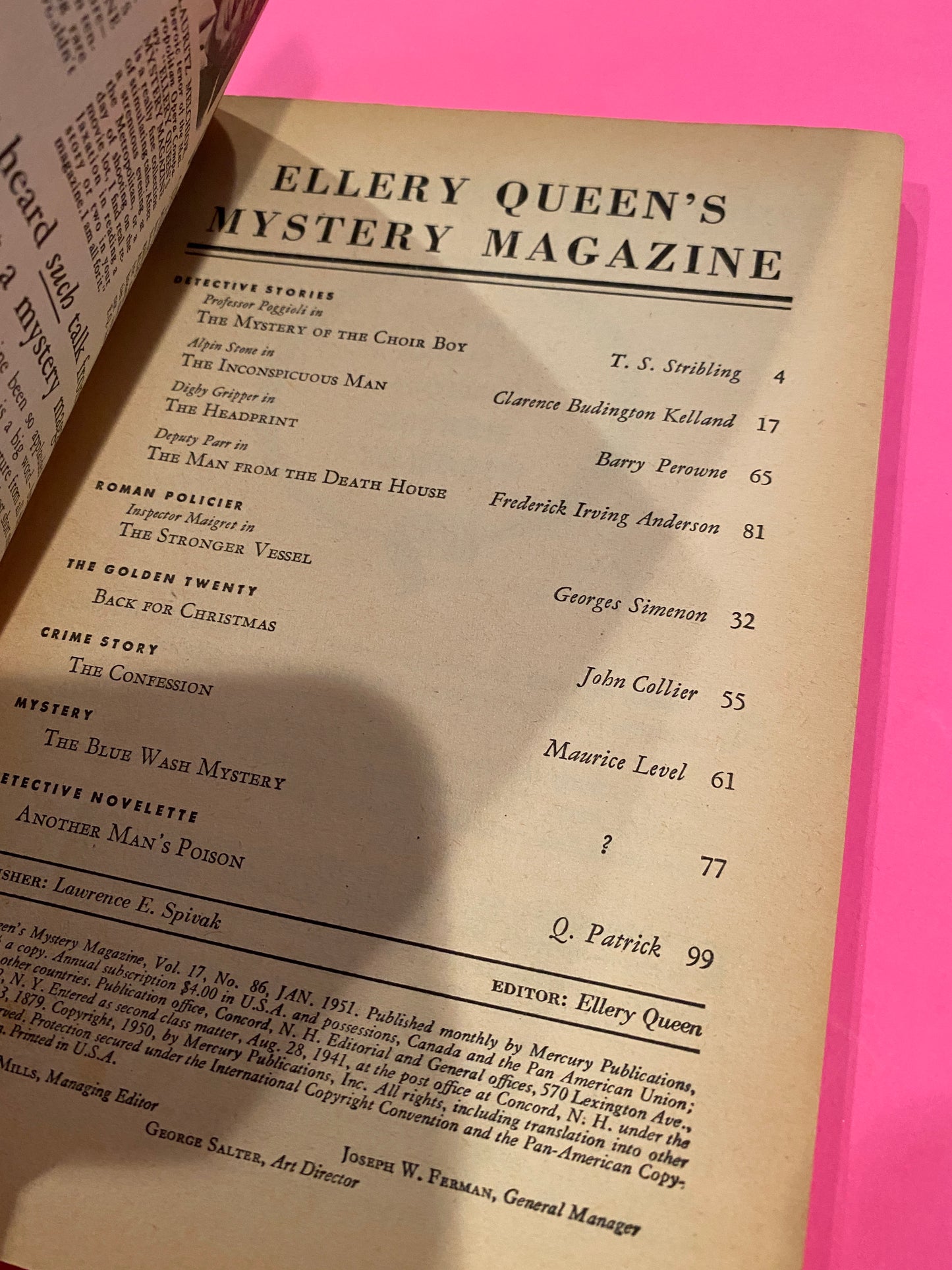 Ellery Queen Mystery Magazine Jan 1951 Vol 17 #86
