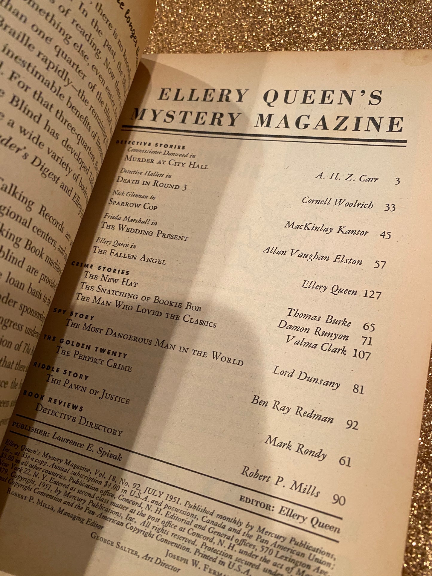 Ellery Queen Mystery Magazine July 1951 vol 18 #92