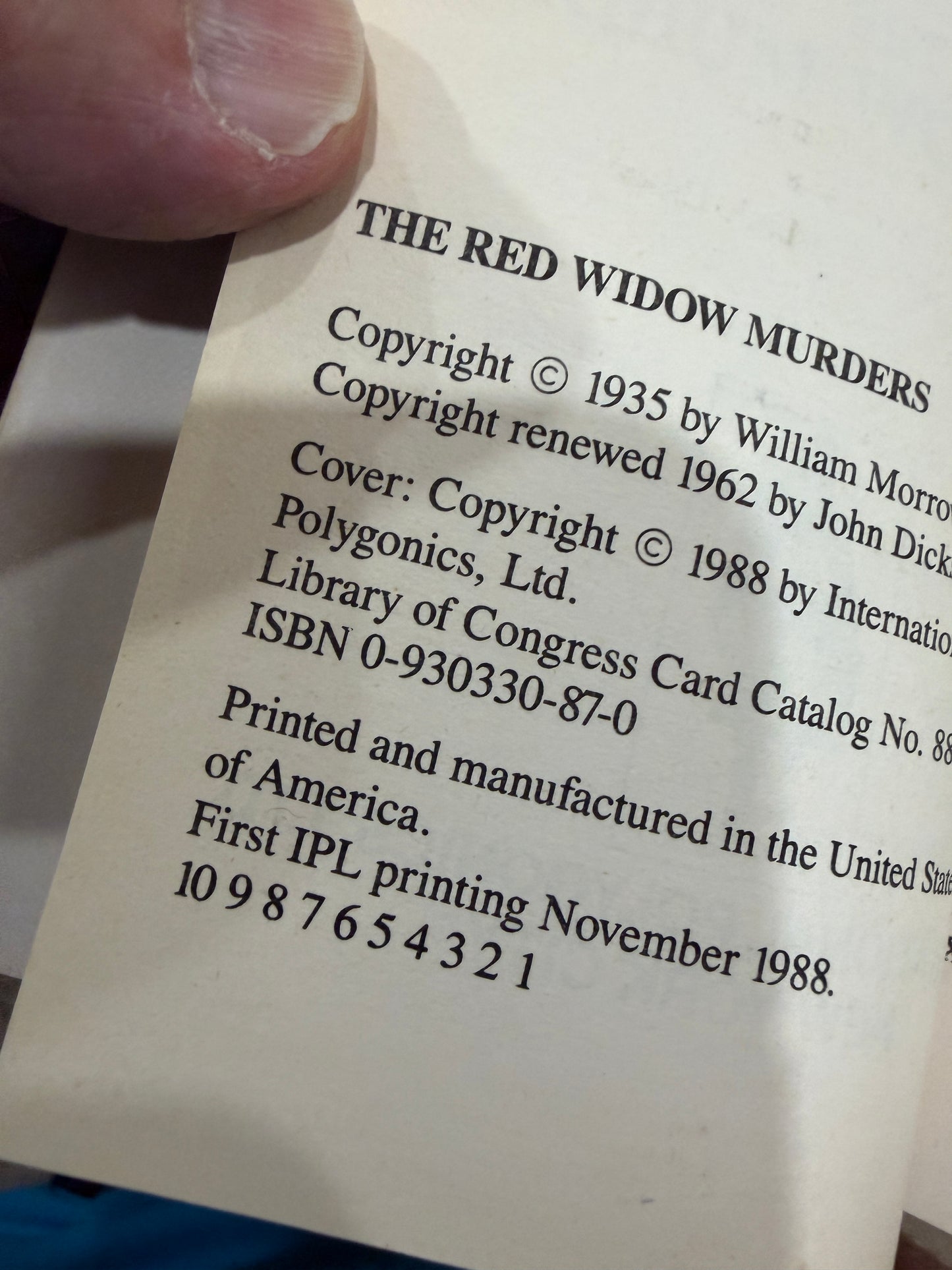 The Red Widow Murders by Carter Dickson (John Dickson Carr)