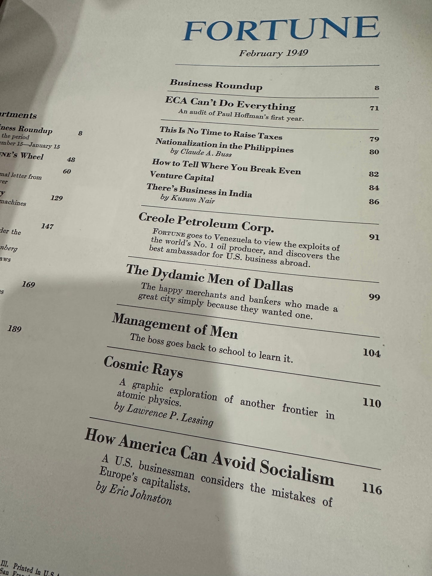Fortune Magazine  Febuary 1949 complete