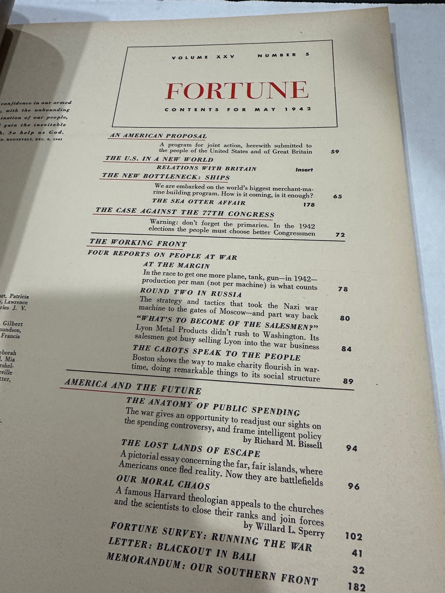 Fortune Magazine  May 1942 complete
