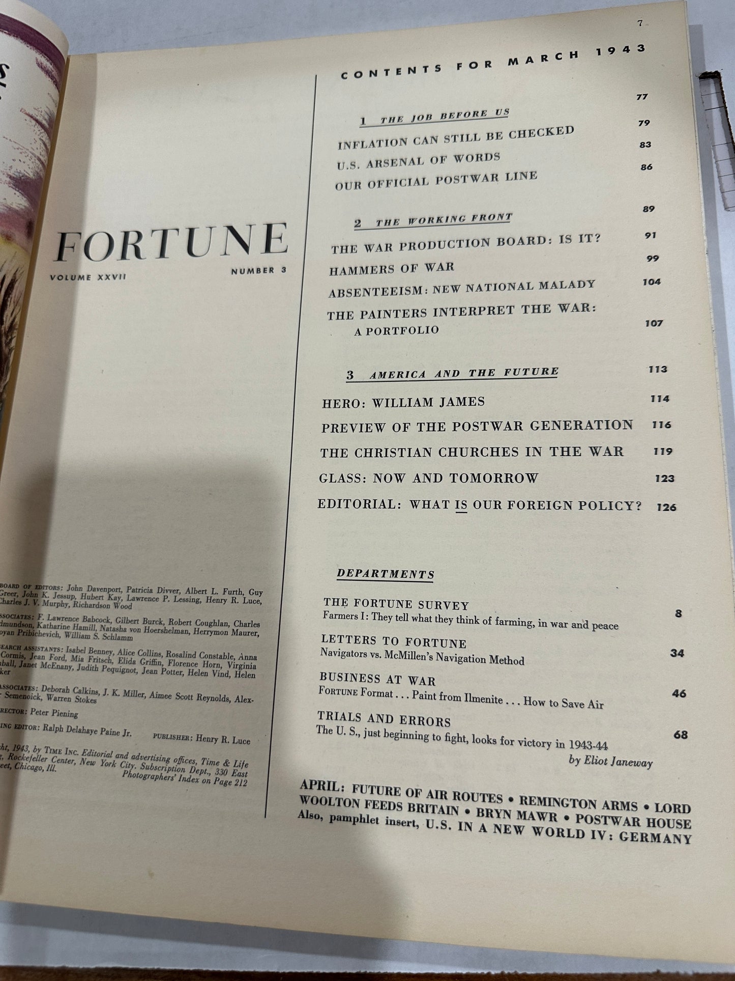 Fortune Magazine March 1943 complete