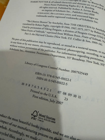 Harry Potter and the Deathly Hallows (error version ending on page 759