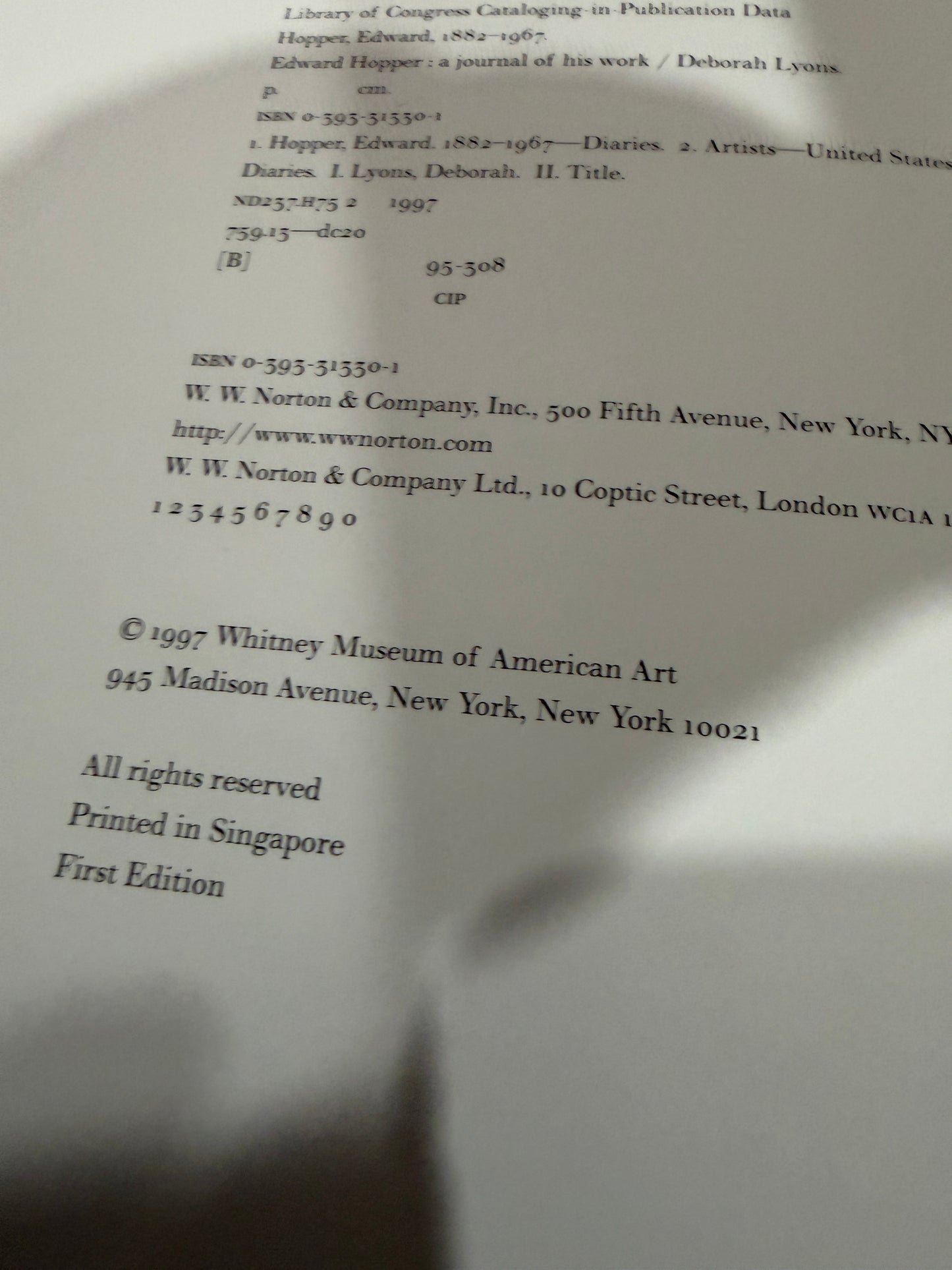 Edward Hopper: a Journal of his Work