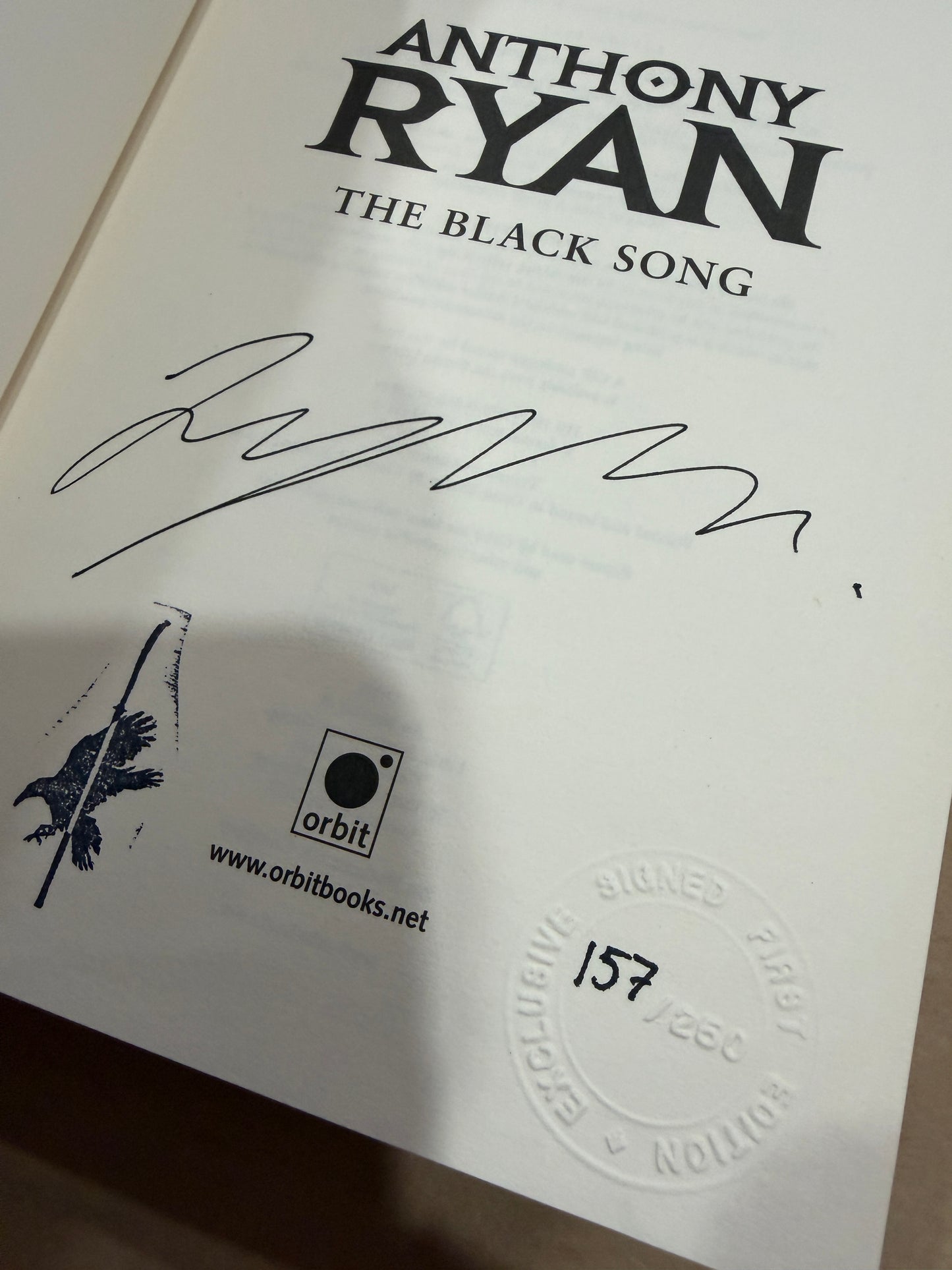 THE BLACK SONG 1st eng Signed & #'d