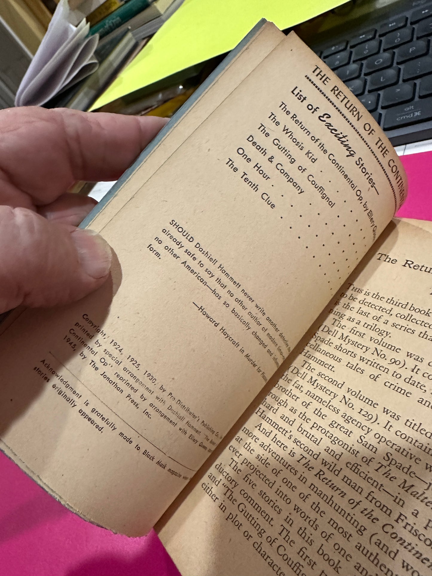 The Return of the Continental Op by Dashiell Hammett  Dell Mapback