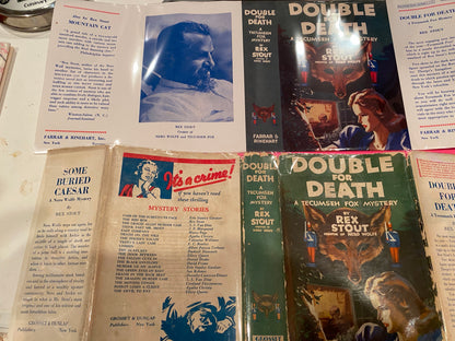 DOUBLE FOR DEATH by Rex Stout 1st ed 2DJs