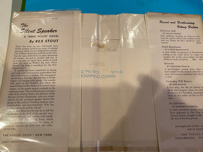 The Silent Speaker by Rex Stout 1st