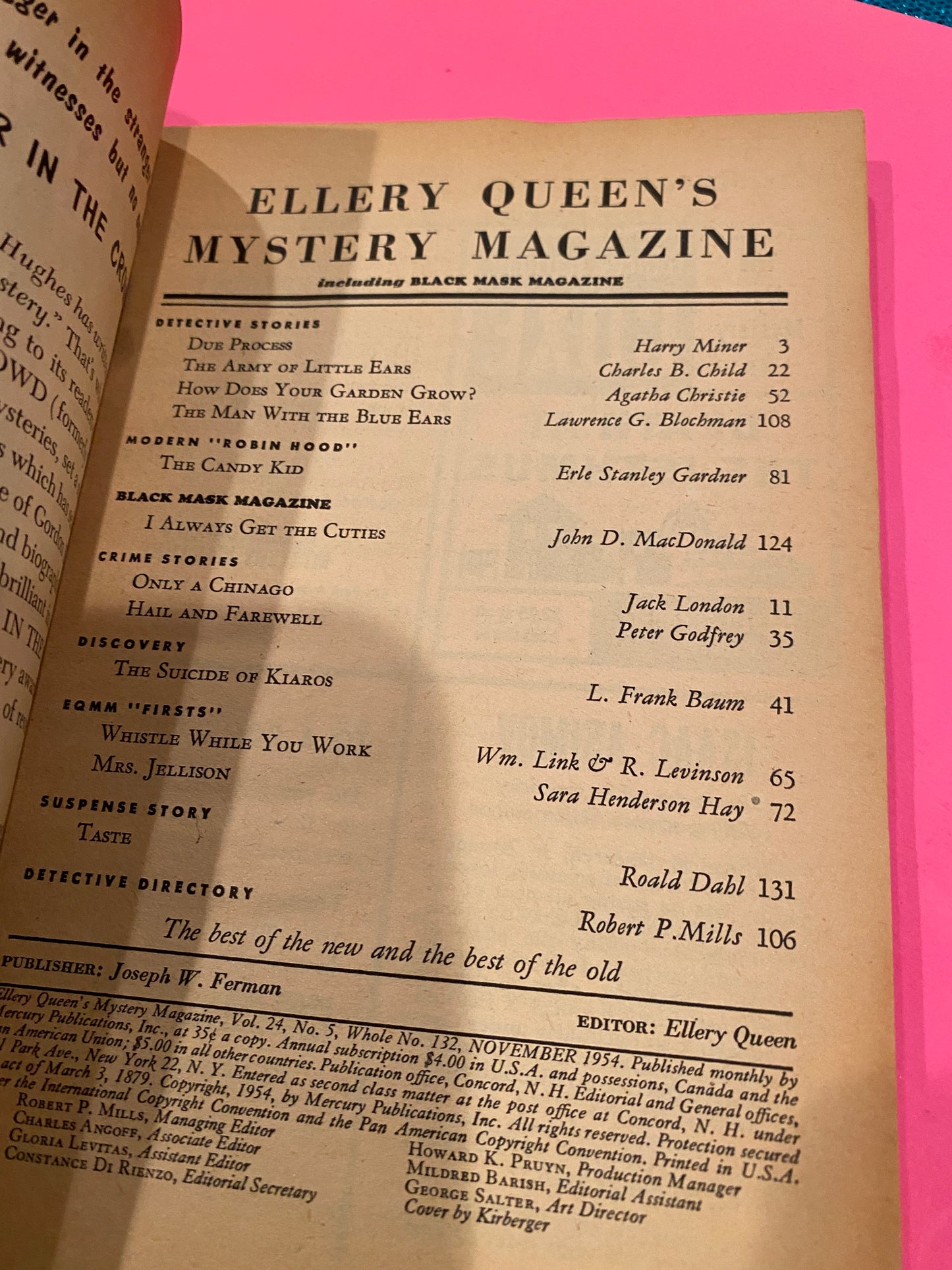 Ellery Queen Mystery Magazine NOV 1954 Vol 24 #132