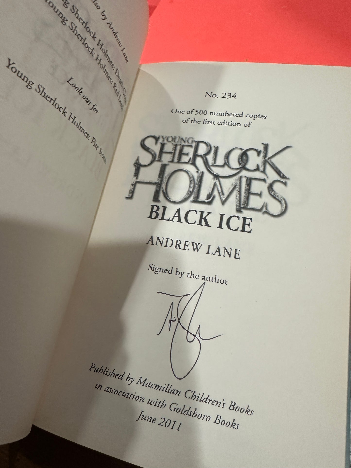 Young Sherlock Holmes signed and matched numbers first ed