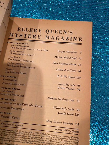 Ellery Queen Mystery Magazine AUG 1950 Vol 16  #81