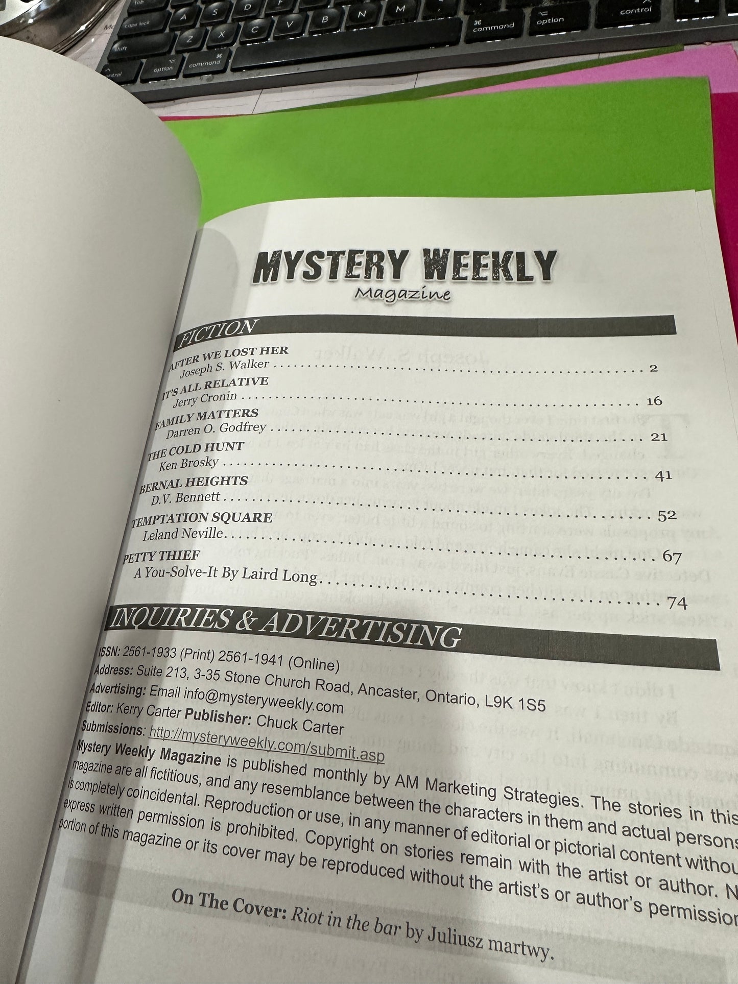 Mystery Weekly magazine August 2018