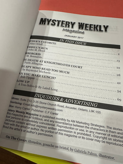 Mystery Weekly magazine January 2017