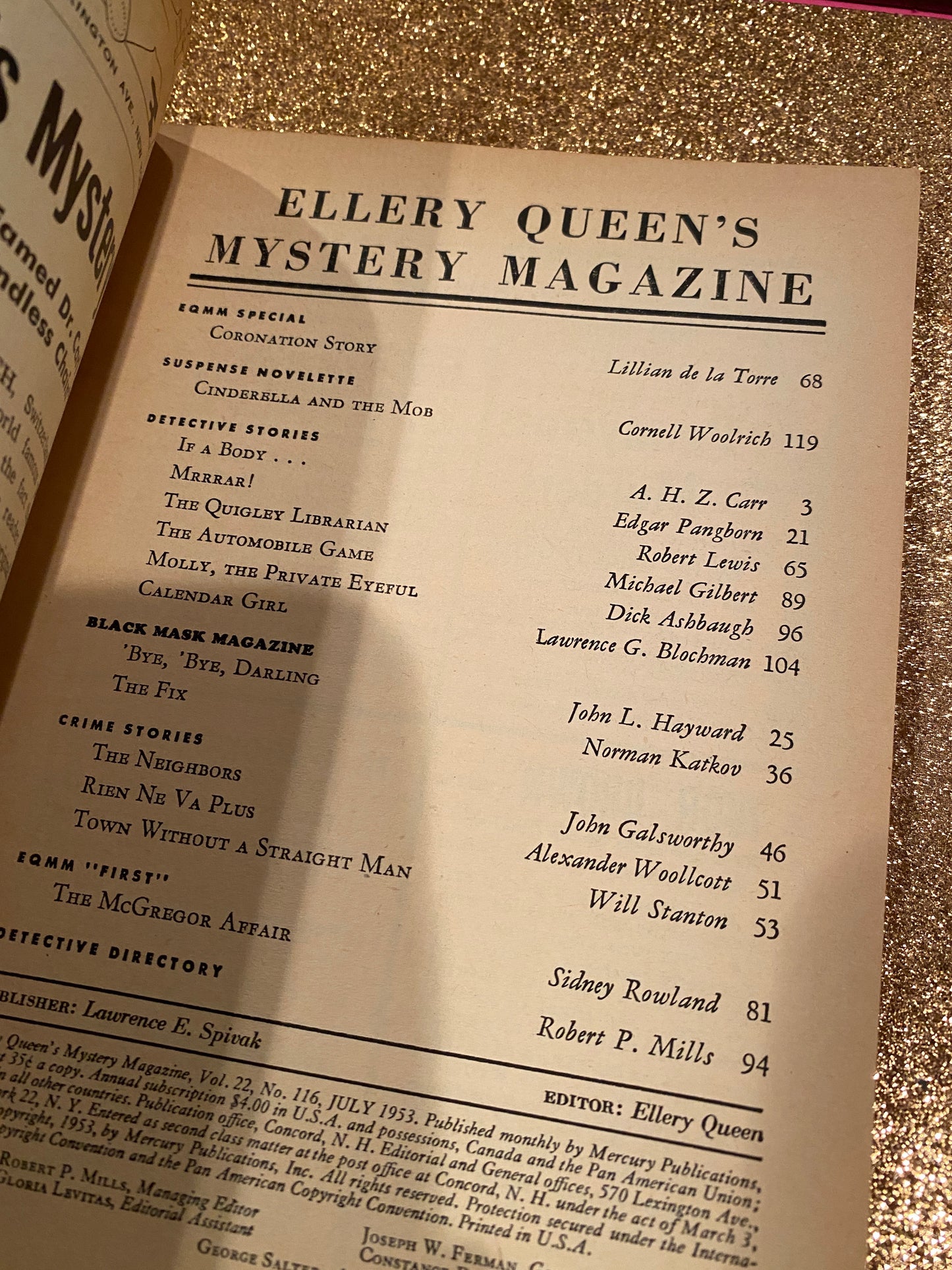 Ellery Queen Mystery Magazine July  1953 vol 22  #116