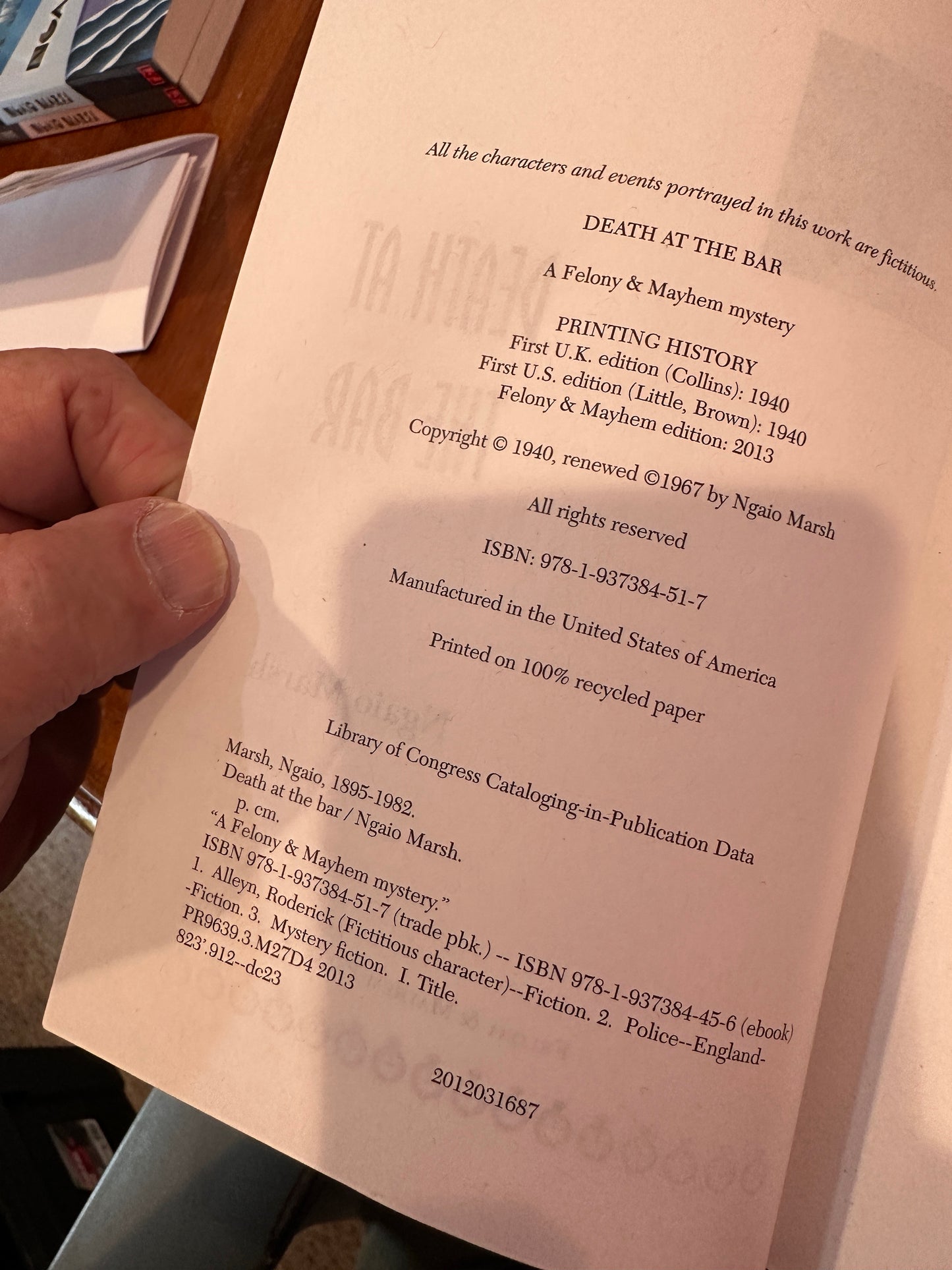 Death at the Bar by Ngaio Marsh