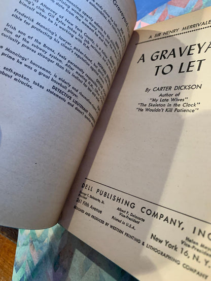 A GRAVEYARD TO LET (dell mapback #543)