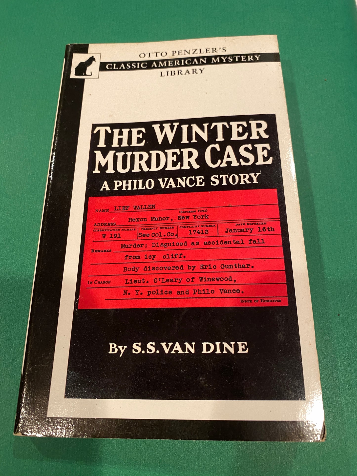 The WINTER  Murder Case by  S S Van Dine