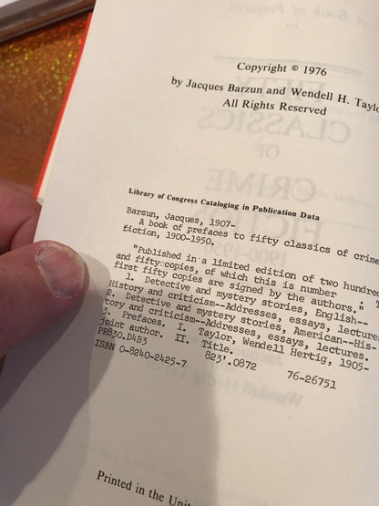 A BOOK OF PREFACES to fifty classics of crime fiction 1900-1950