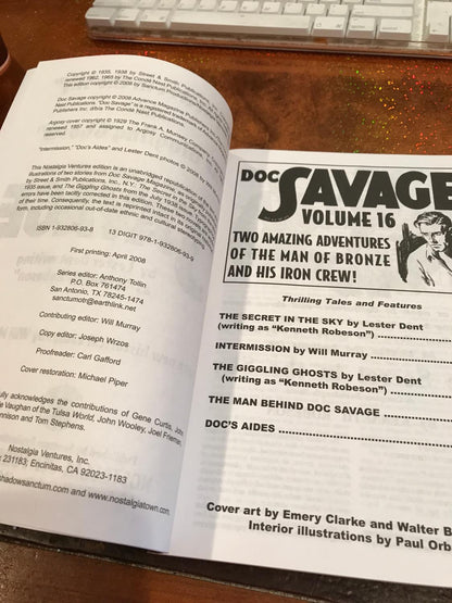 DOC SAVAGE # 16 THE SECRET IN THE SKY & THE GIGGLING GHOSTS