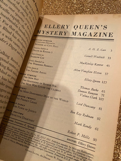 Ellery Queen Mystery Magazine July  1951 vol 18 #92