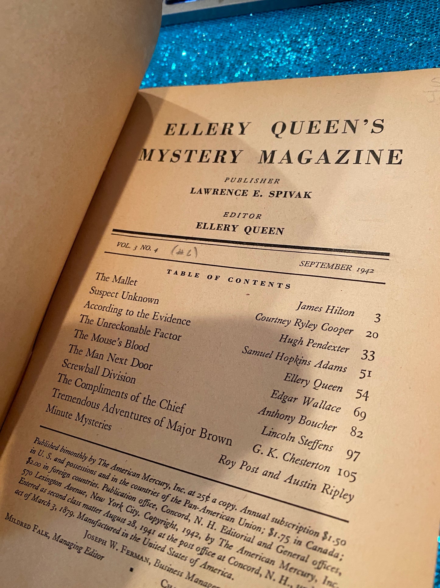 Ellery Queen Mystery Magazine Sept 1942   vol 3  #4