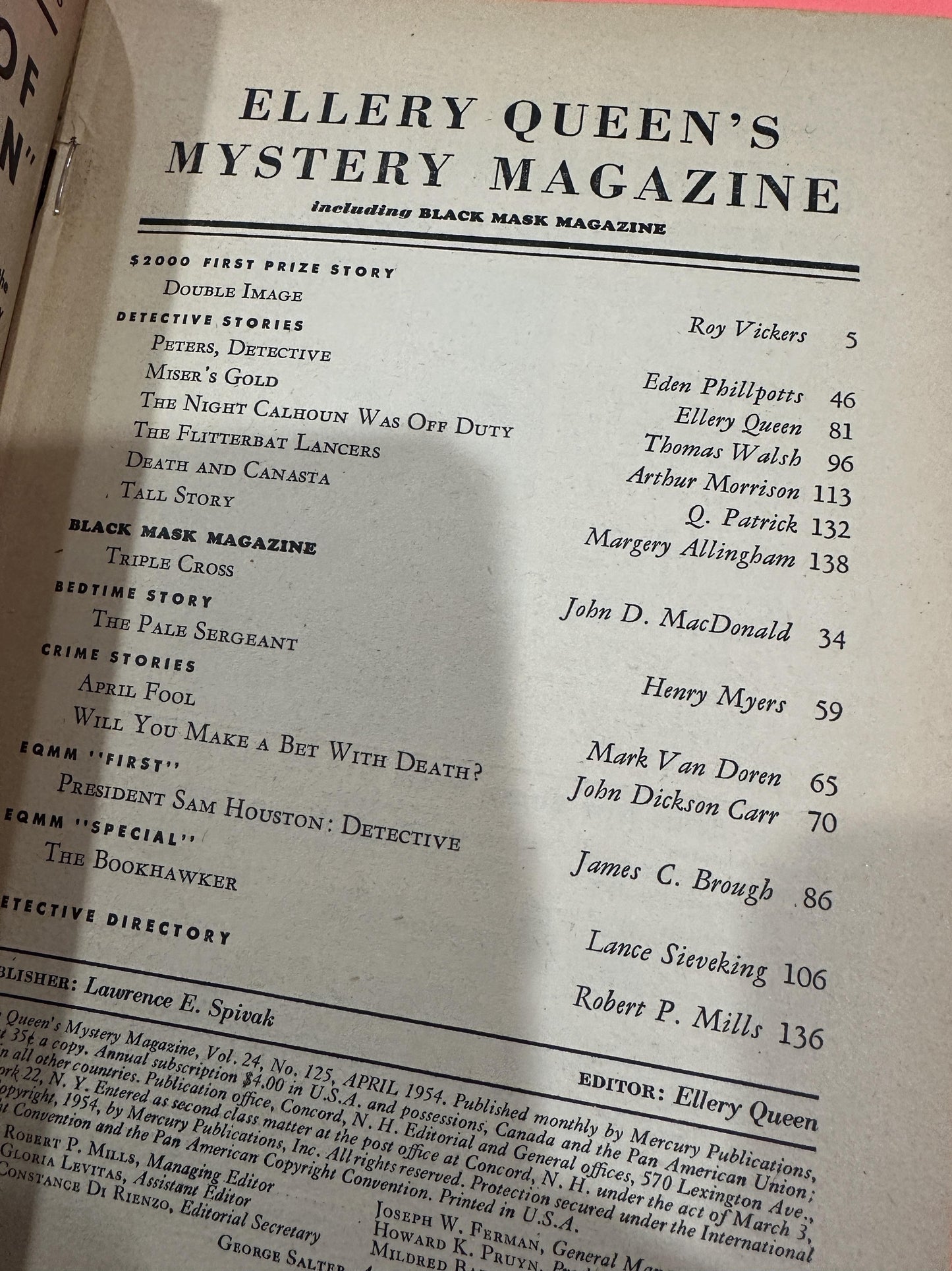 Ellery Queen Mystery Magazine APRIL 1954