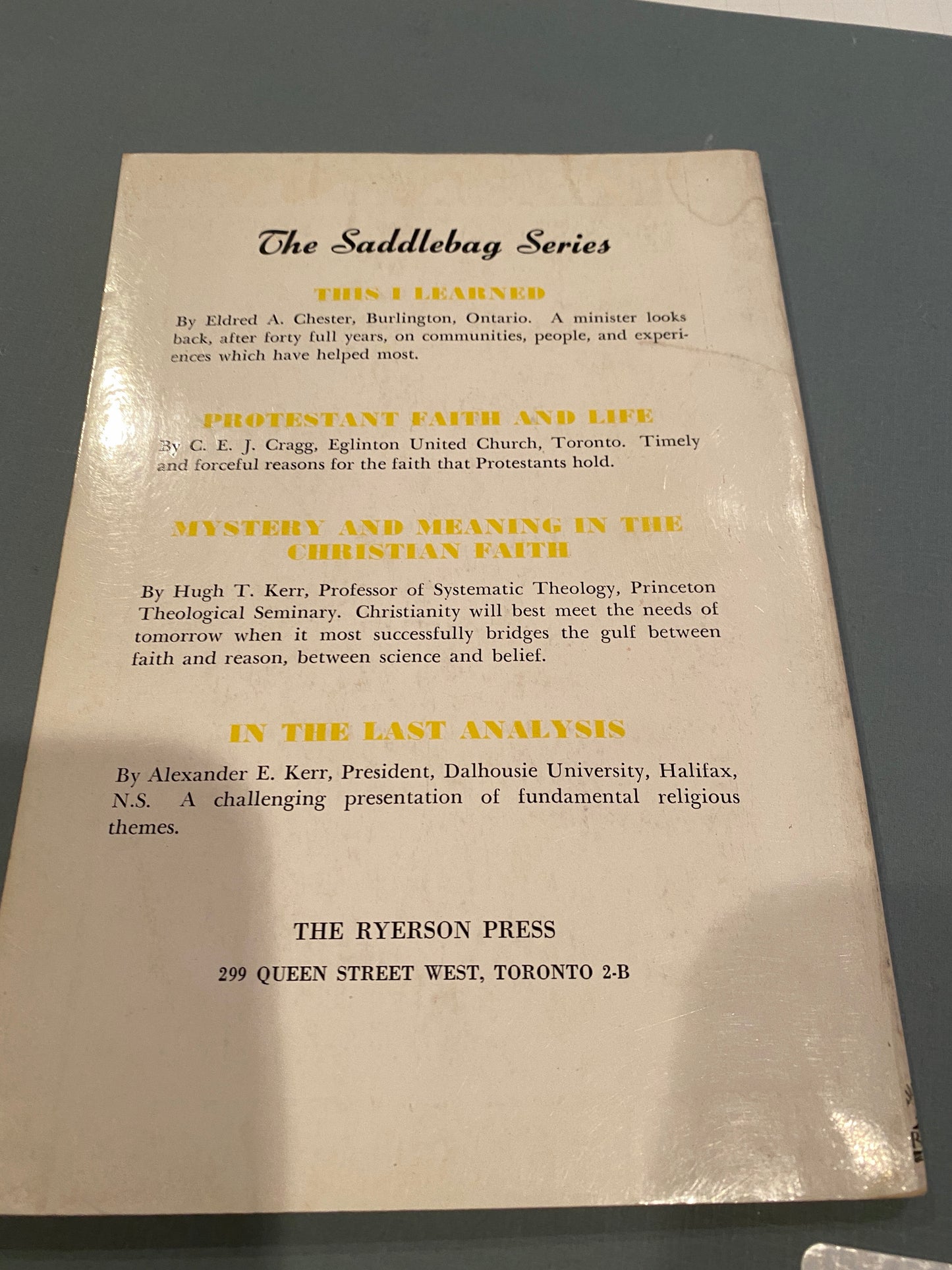 Mystery and Meaning in the Christian Faith By Hugh T Kerr